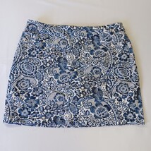 Elastic Waist Women's 14 Blue/White Cotton Blend Floral Pull-On Skirt Waist 36" image 13