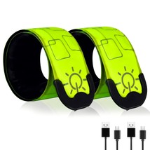 Led Safety Wristband Lights - 2 Pack Rechargeable Light Up Arm Ankle Ban... - £20.82 GBP