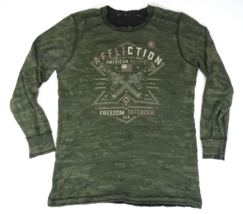 Affliction Reversible Thermal Sweater Skull Freedom Defender Size XXL Army Green - £28.36 GBP