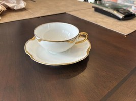 Haviland Silver Anniversary Tea Cup &amp; Saucer Gold trim - £8.14 GBP