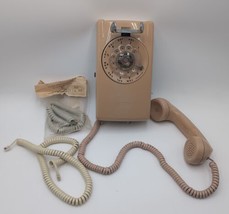 Vintage Western Electric ITT Rotary Dial Wall Phone Peach Pink Cream Beige - $48.33