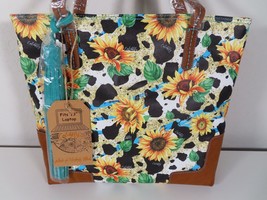 Catchfly Womens Purse Large Tote Bag Sunflower Fits Laptop Leather Cow T... - $49.45