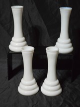 Vintage RANDALL 6&quot; Milk Glass Bud Vase STACKED RING / BEEHIVE - Matched ... - $31.68