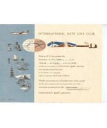 Northwest Orient Airlines International Date Line Club Certificate 1959 - £60.72 GBP