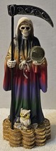 Grim Reaper Santa Muerte Owl Ball Money Scythe Fantasy Figurine Statue Multi - £18.98 GBP