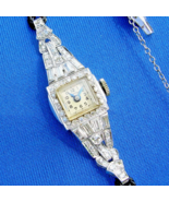 Earth mined Diamond ART Deco Ladies Watch Gatsby era Vintage Solid Plati... - €2.870,20 EUR