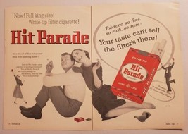 1957 Print Ad Hit Parade King Size Cigarettes Happy Couple Smoking  - £9.13 GBP