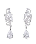 Genuine Rhodium Plated Brass Prong Cubic Zirconia Teardrop Bridal Sets E... - £47.08 GBP