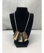 Hannah Essentials Necklace Statement Piece Metallic Neutral Earth Toned LG - $16.28 CAD