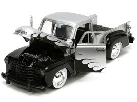 1953 Chevrolet 3100 Pickup Truck Silver Metallic with Black Flames with Extra Wh - £41.09 GBP