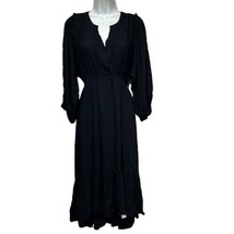 umgee black Hamilton high low button up long sleeve elastic waist dress ... - £26.01 GBP