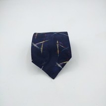 TownCraft Men&#39;s Blue Tie With Multicolor Geometric Print 56.75&quot; x 4&quot; - £11.27 GBP