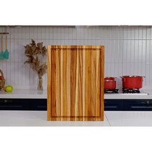 Large Edge Grain Teak Wood Cutting Board - Juice Groove, Reversible, Han... - £71.59 GBP+