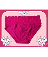 XS  Hot Pink Wide Stretch Lace Waist Cotton Victorias Secret Hiphugger  ... - £8.64 GBP