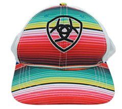 Ariat Bright Serape Trucker Hat Large Logo Snapback Baseball Mesh Cap Striped - £18.07 GBP