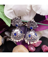 Earrings From Eivri Oxidised Brass Metal Jhumki for Her/Gift(102-516-Blue) - £19.93 GBP