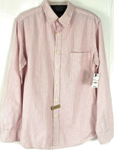 Men&#39;s Arizona Shirt Medium Long Sleeve Red White Stripe Cotton Button Front - £20.03 GBP