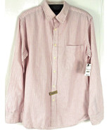 Men&#39;s Arizona Shirt Medium Long Sleeve Red White Stripe Cotton Button Front - $34.87 CAD