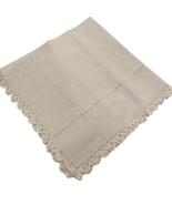 Vintage Mid-Century  Hand Crocheted Table Square White 26&quot; x 26&quot; - $33.10 CAD