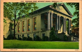 Buncombe Street Methodist Church Greenville South Carolina SC Linen Postcard Q17 - $3.91