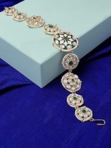 Green &amp; White Meenakari Kundan Bridal Head Chain Jewelry Set Women - £19.59 GBP