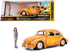 Volkswagen Beetle Weathered Yellow with Robot on Chassis and Charlie Die... - £43.14 GBP