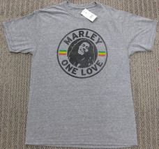 Men S M L XL XXL Bob Marley One Love Athletic Fit Stretch T Shirt Gray Reggae - £28.32 GBP