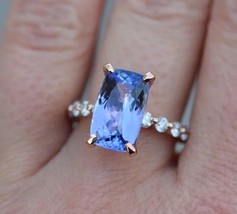 14k Rose Gold 5.10ct Tanzanite &amp;Diamond Engagement Wedding Ring Gift For Her - £1,003.72 GBP