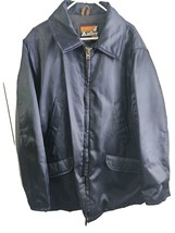 Antler Satin Jacket Anorak Mens Large Navy Blue Quilted Pockets Vintage USA - $35.00