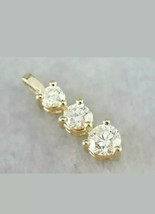0.75CT Imitación Diamante Tres Piedras Colgante Collar 14k Oro Amarillo Chapado - £86.52 GBP