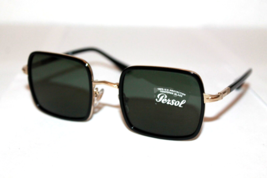 PERSOL Sunglasses PO2475S 515/31 Gold &amp; Black Square Frame W/ Green Lens - $108.89