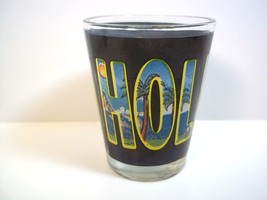 Souvenir shot glass Hollywood pictorial skyline letters color on black decal - £5.96 GBP