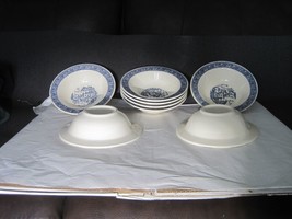 7 Blue Shakespeare Country Stratwood Leaf 7&quot;  Soup/Cereal Bowls 7&quot; x 1 3... - £35.61 GBP