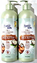 2 Pack Suave Kids 3 In 1 Shampoo Conditioner Body Wash Natural Shea Butter 20oz - £20.33 GBP