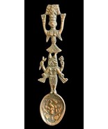 Vintage Indian Hindu Goddess Krishna Ritual Spoon Brass Tone 6 1/2&quot; - $50.44