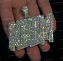 Men&#39;s 3.10 Ct Round Cut Simulated Diamond 925Sterling Silver Custom Name Pendant - £245.72 GBP