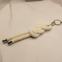 Nautical Figure 8 Knotted Rope Keyring Key Chain Bag Charm Natural - £11.87 GBP