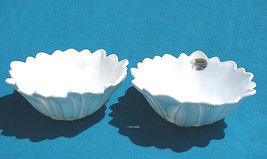 Pair of 7&quot; Lily Pons Serving Bowls Water Flower Floral Indiana White Milk Glass - £15.68 GBP