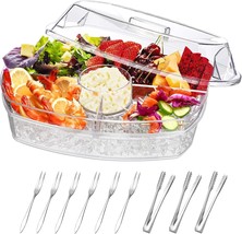 Chilled Serving Platters,Chilled Veggie Tray With Lid,Ice Serving Platte... - $35.99
