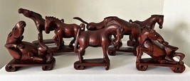 Qing Dynasty Collection of Finely Carved Horses w/ Glass Eyes Study of a... - $221.83