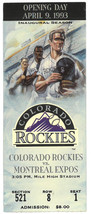 1993 Colorado Rockies Inaugural Season Ticket Stub vs Montreal Expos- Opening Da - £19.63 GBP