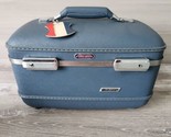 American Tourister Vtg Tiara Blue Hard Travel Makeup Carry On Case w/ Ke... - $74.25