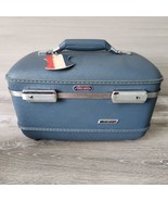 American Tourister Vtg Tiara Blue Hard Travel Makeup Carry On Case w/ Ke... - £58.18 GBP