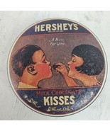 Vintage Hershey&#39;s w/ Wood Kisses Inside Metal Tin Container 3.5x1.5&quot; - $228.09 MXN
