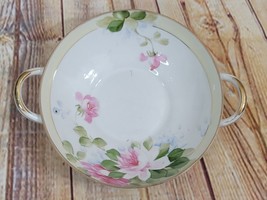 Antique Nippon Hand Painted Bowl Double Aplied Handles Dish Moriage Pink... - £18.25 GBP