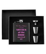 Personalized Mother of the Bride survival kit Hip Flask Set – 7oz Black ... - $44.92 CAD