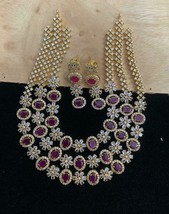 Cz Top Quality Bollywood Ethnic Elegant Fashion Necklace Set B0050 - £120.81 GBP
