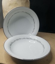 Noritake China Crestmont Silver Trim Gray Floral Vine Soup Bowl Japan 6013 7.25 - £12.33 GBP