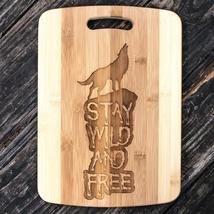 Bamboo - Stay Wild and Free - Wolf - Cutting Board 14&#39;&#39;x9.5&#39;&#39;x.5&#39;&#39; - £19.14 GBP