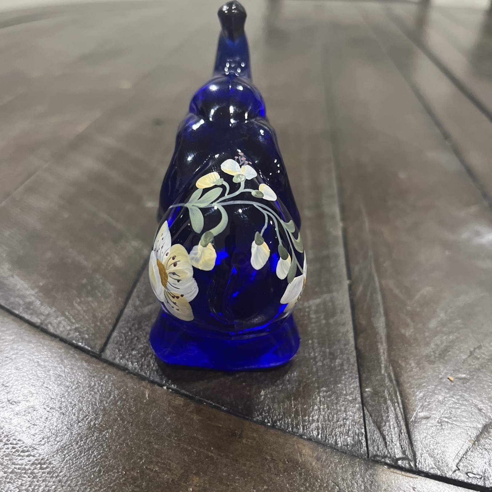 Fenton Cobalt Blue Elephant with Flowers Hand Painted & Signed S Smith Item image 2